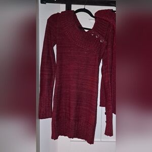 Chic Burgundy Knit Sweater Dress